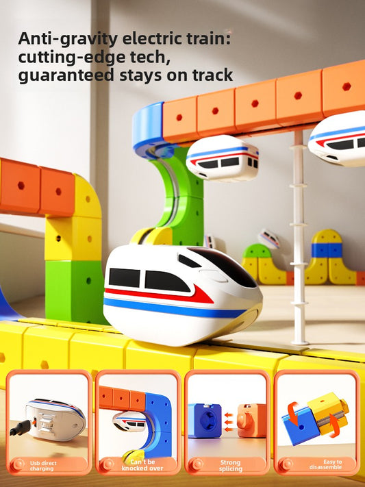 Magnetic building block track car electric train