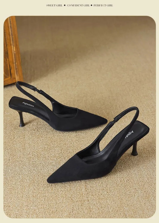 Women's Stiletto Sandals Pointed Toe Elastic Band Heels