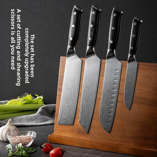 Damascus Laser-Patterned Chef's Knife