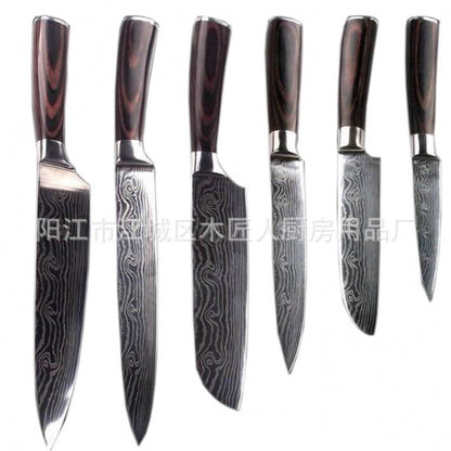 Kitchen Knife Set with Wood Handle
