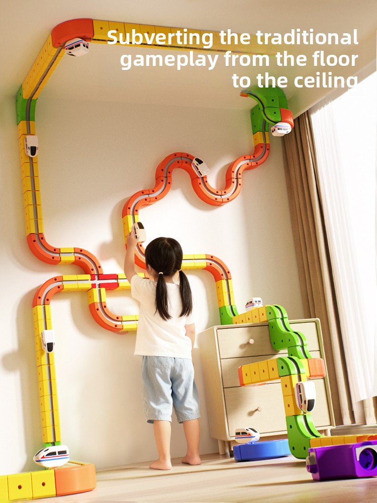 Magnetic building block track car electric train