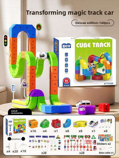 Magnetic building block track car electric train