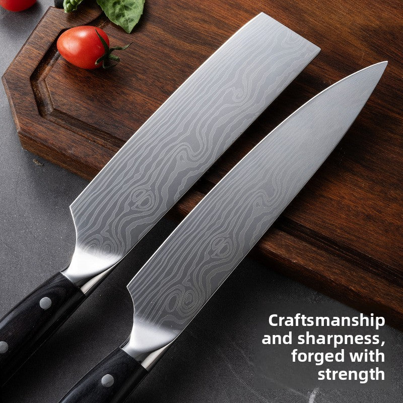 Damascus Laser-Patterned Chef's Knife