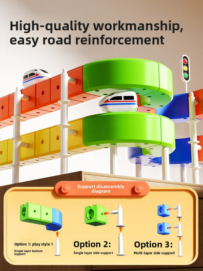 Magnetic building block track car electric train