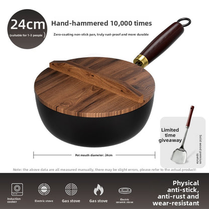Traditional Hammered Iron Wok Non-stick Frying Pan