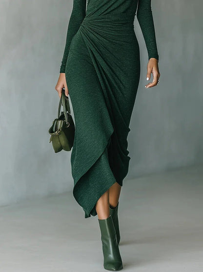 Elegant high-neck wrap dress for women