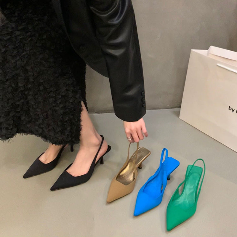 Women's Stiletto Sandals Pointed Toe Elastic Band Heels