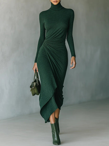 Elegant high-neck wrap dress for women