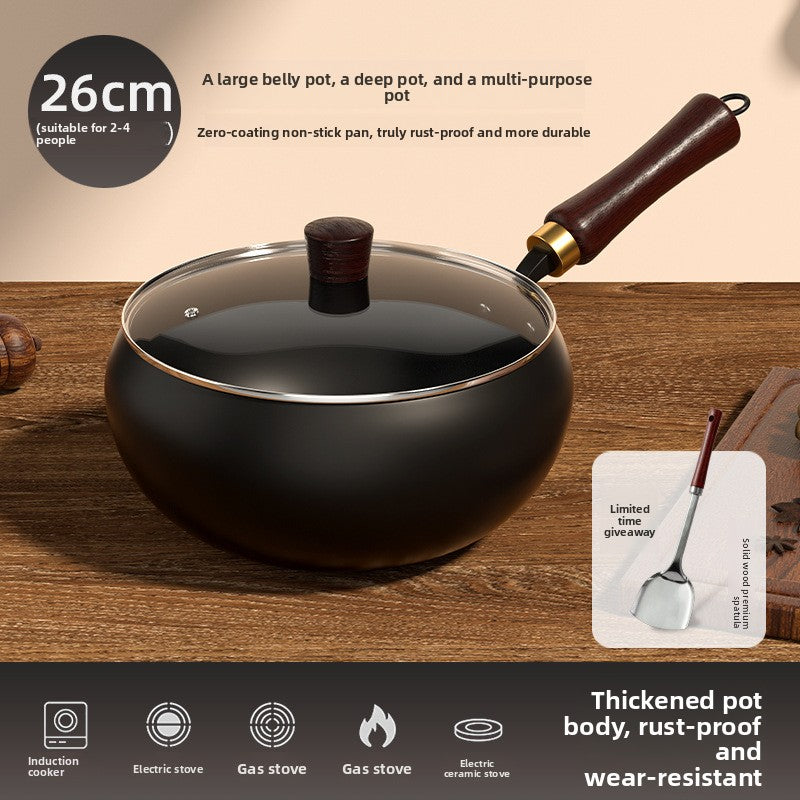 Traditional Hammered Iron Wok Non-stick Frying Pan