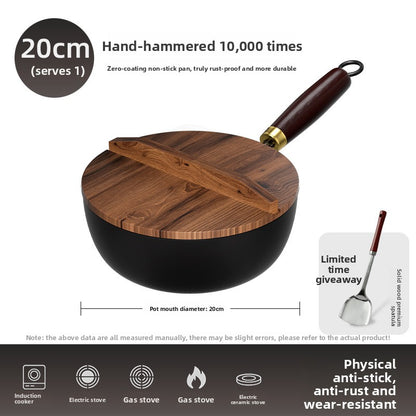 Traditional Hammered Iron Wok Non-stick Frying Pan