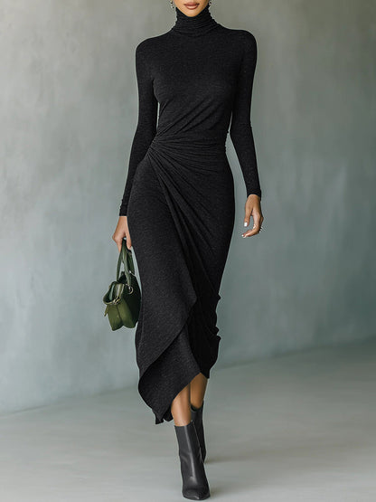 Elegant high-neck wrap dress for women
