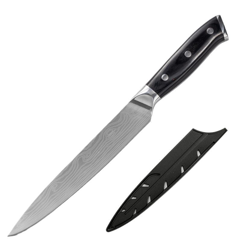 Damascus Laser-Patterned Chef's Knife