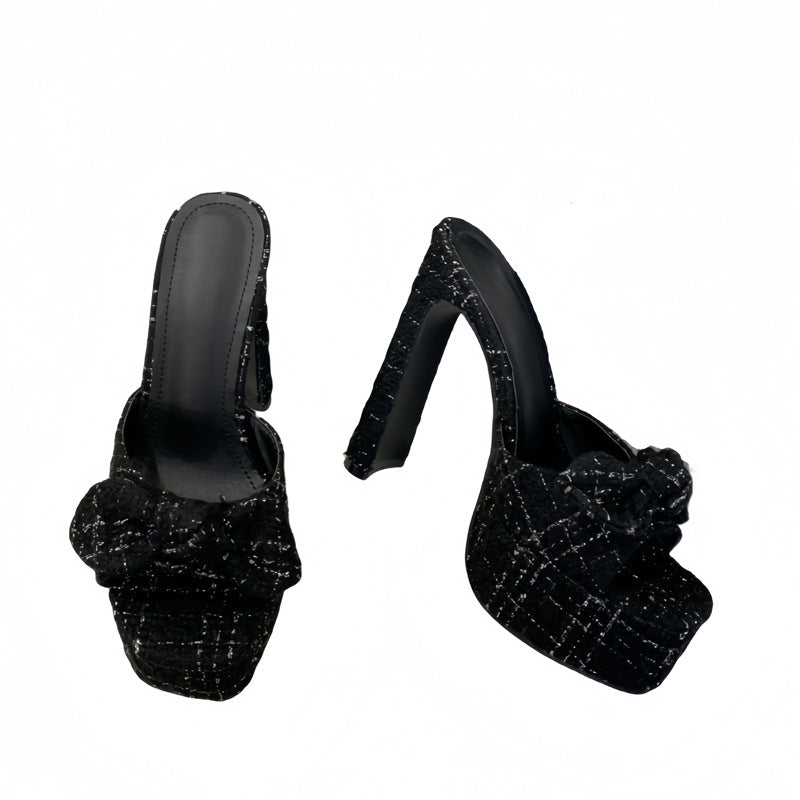 Tweed Style Pink High Heels