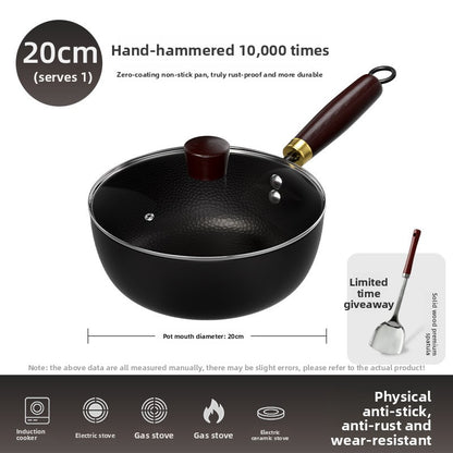 Traditional Hammered Iron Wok Non-stick Frying Pan