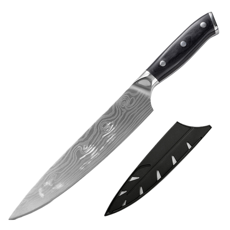 Damascus Laser-Patterned Chef's Knife
