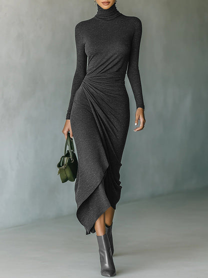 Elegant high-neck wrap dress for women
