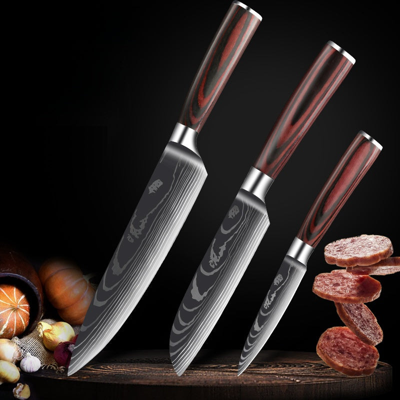 Kitchen Knife Set with Wood Handle