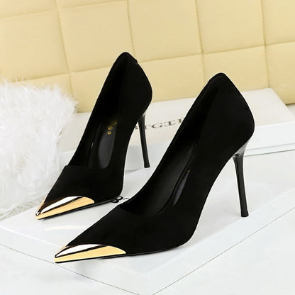 Party Leopard Velvet Pumps with Pointed Toe and High Heels